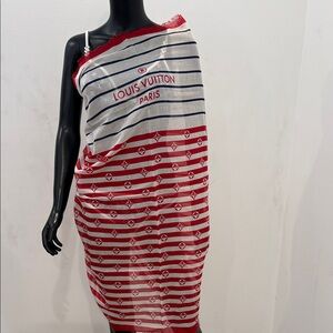 Louis Vuitton Pareo Scarf Monogram Stripes New w/ Box